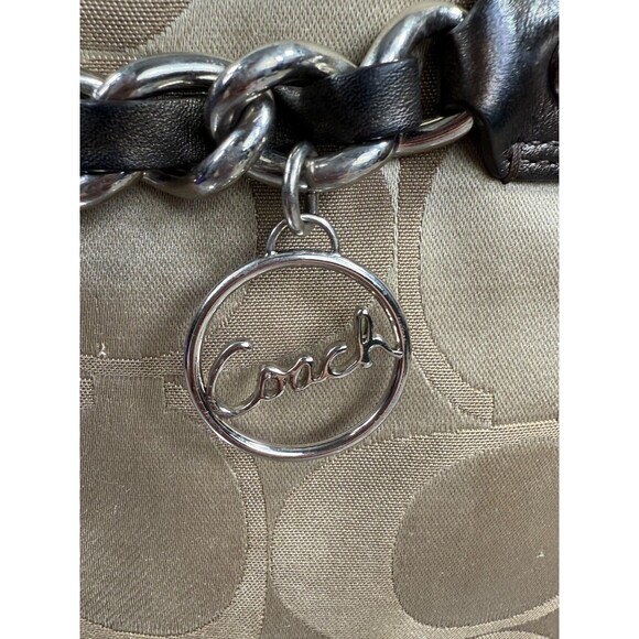 COACH F19730 Signature Chain Brown Beige Convertible Crossbody Shoulder bag - Picture 4 of 16